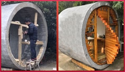 I turned a concrete water pipe into a stunning tiny home…I came up with the idea on a building site & it only cost £12k